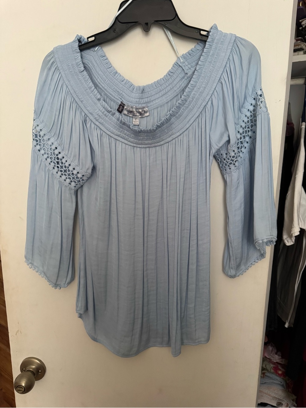 Jennifer Lopez Light Blue Boho Peasant Tunic